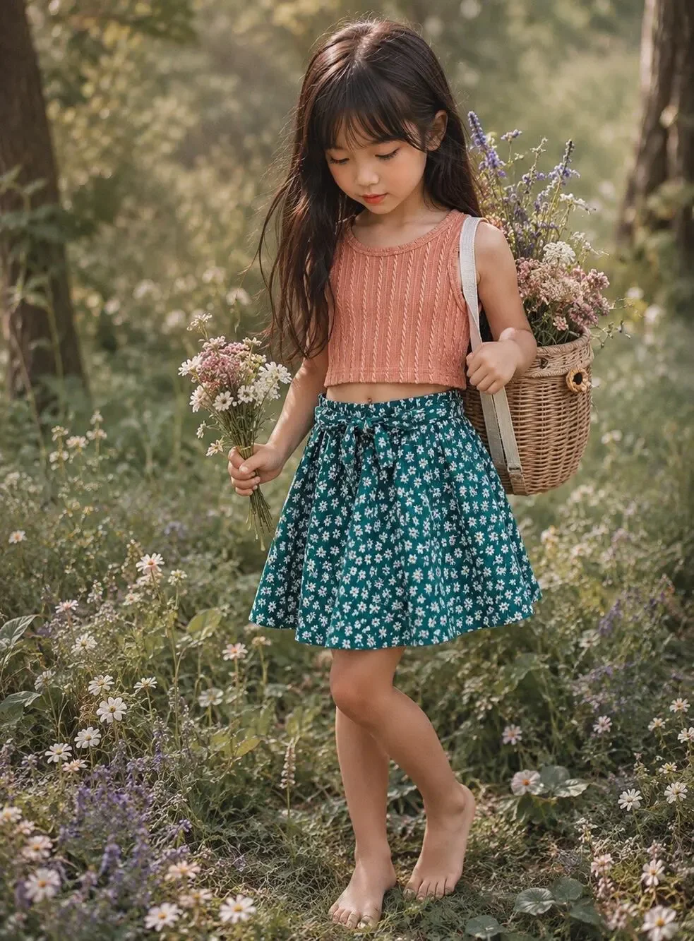 Zara Garden Party Blooming Floral Skater Skirt + Cinnamon Crop Top